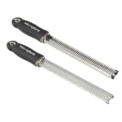 Microplane blade close-up showing ultra-sharp teeth for precise grating