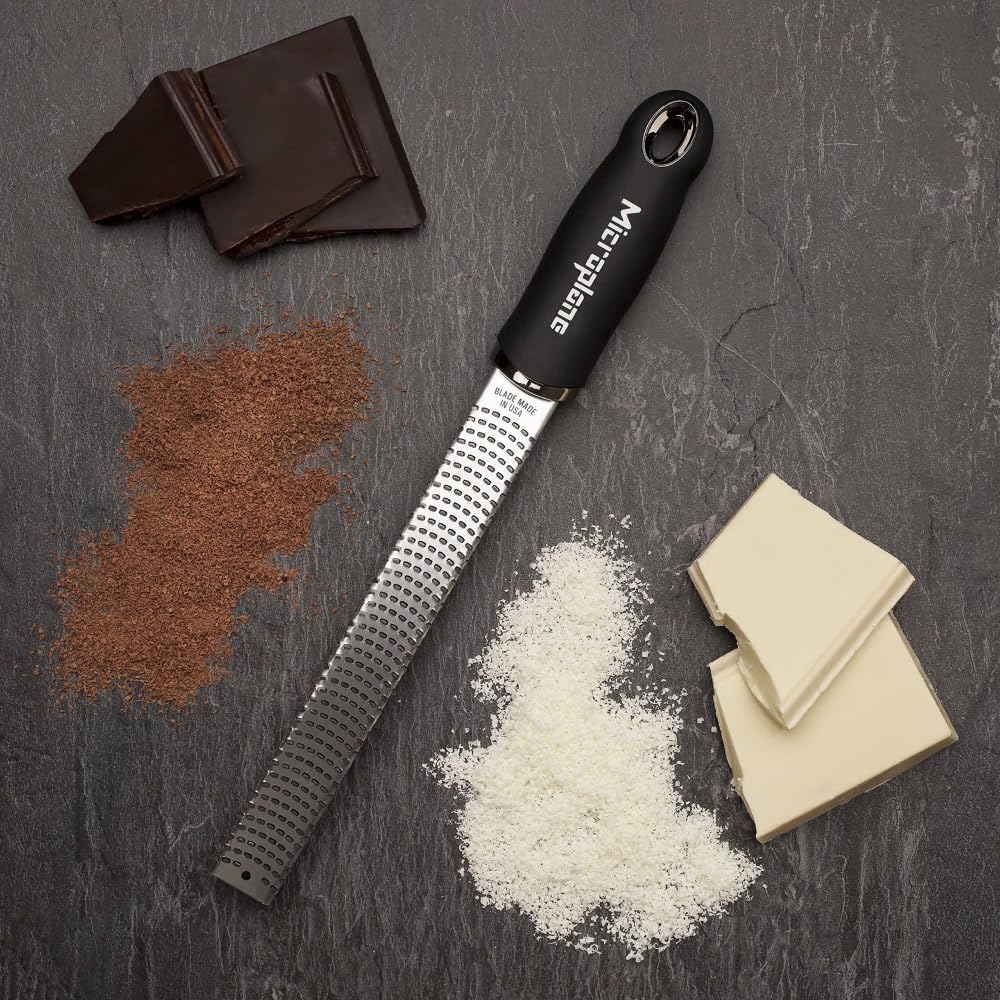 Microplane packaging and label emphasizing surgical-grade stainless steel