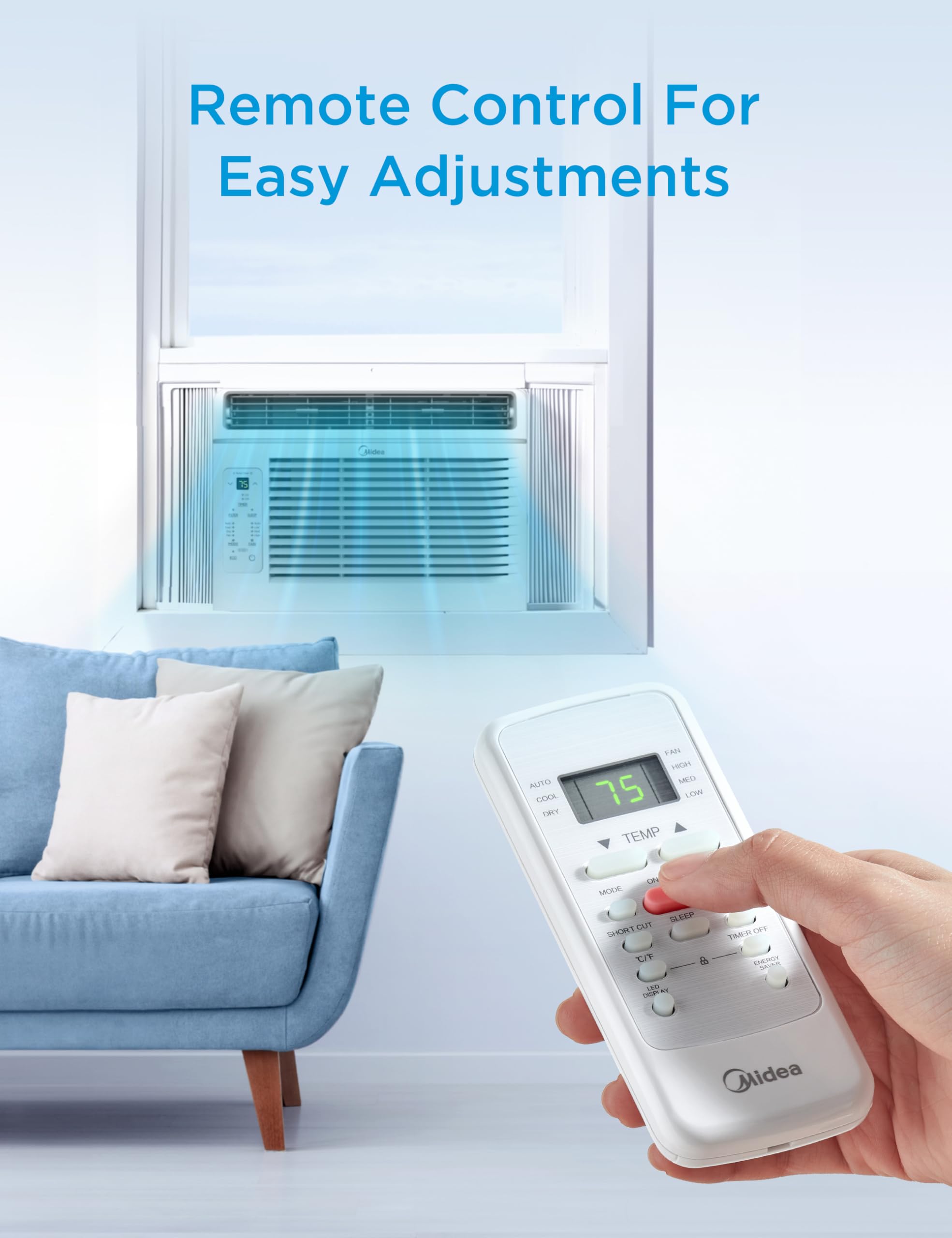 Midea LED display control panel for simple settings and timer use