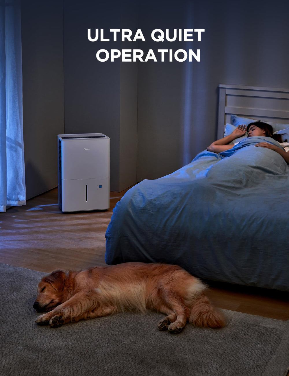 Midea in a finished basement improving comfort and protecting stored items