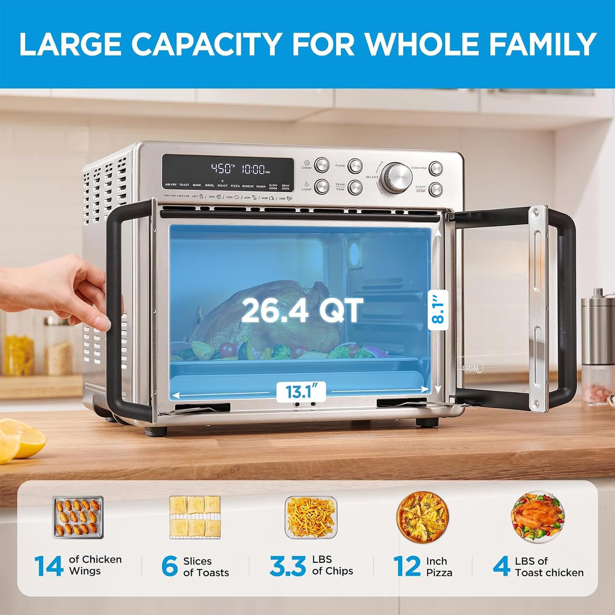 Midea Flexify Classic baking rack and tray displayed for even baking and versatile use