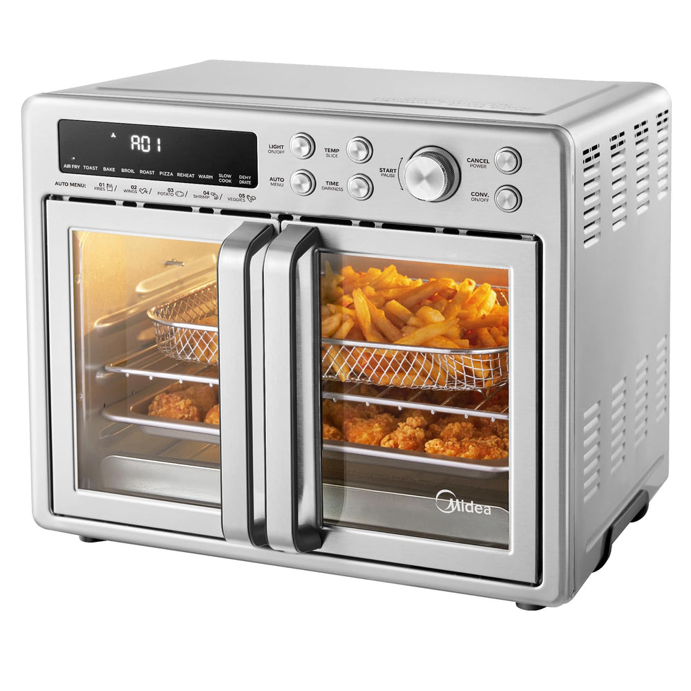 Midea Flexify Classic front view showing French doors and LED display for stylish countertop presence