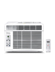 Midea front panel view showing vents and clean modern design, promotes efficient cooling