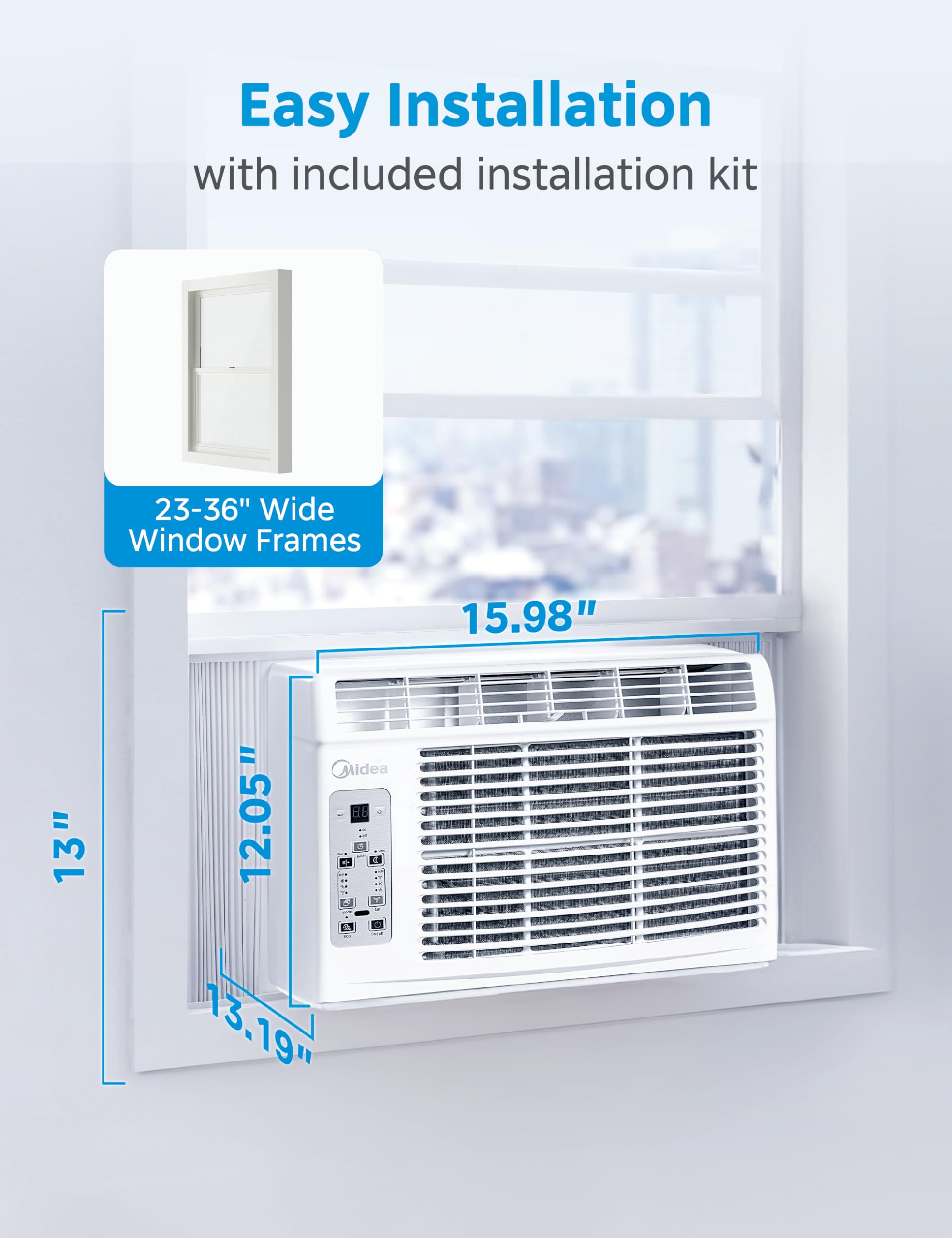 Midea installed in a bedroom lifestyle setting providing quiet, comfortable cooling
