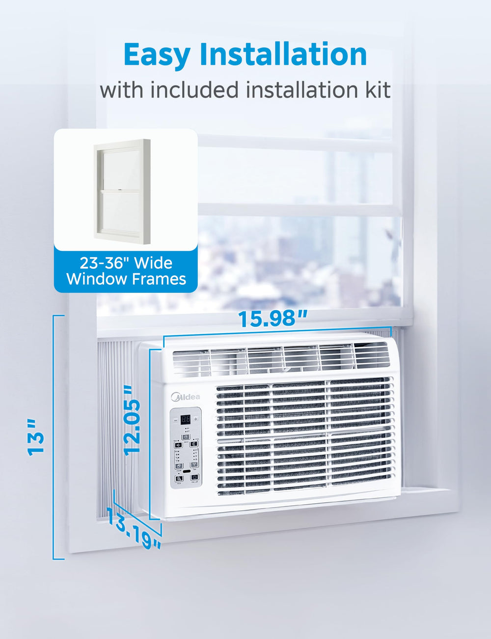 Midea installed in a bedroom lifestyle setting providing quiet, comfortable cooling