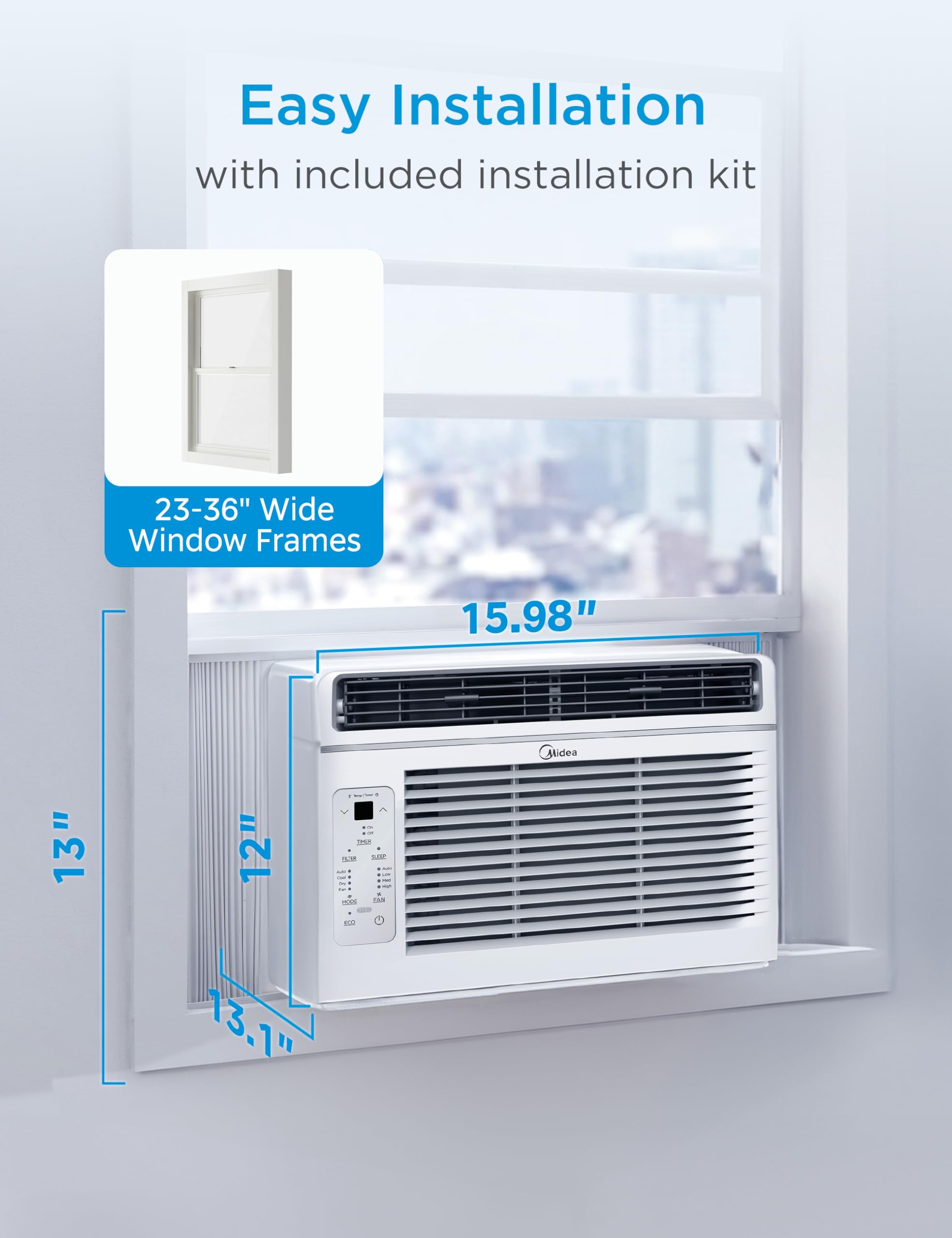Midea unit installed in bedroom for quiet night-time cooling