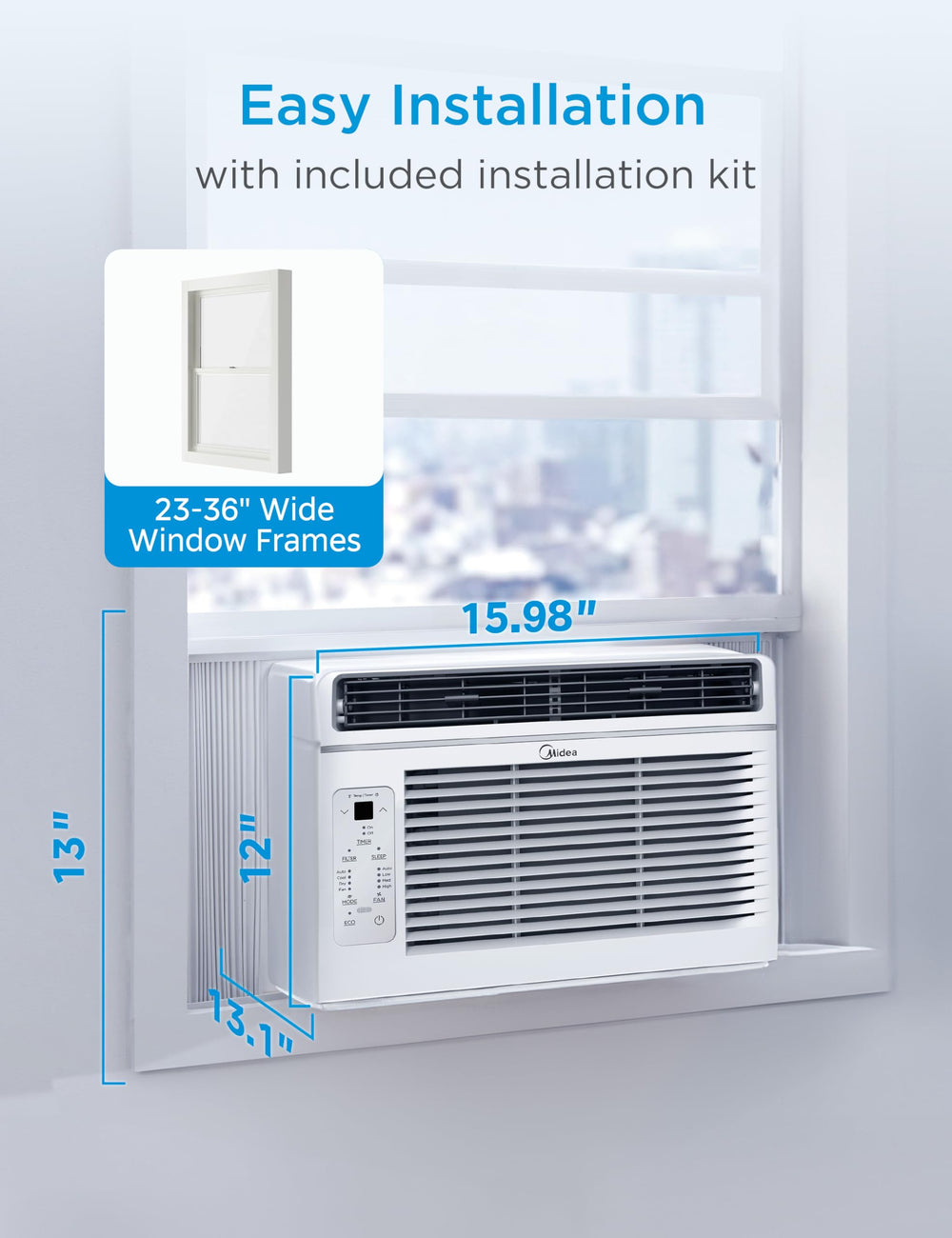Midea unit installed in bedroom for quiet night-time cooling