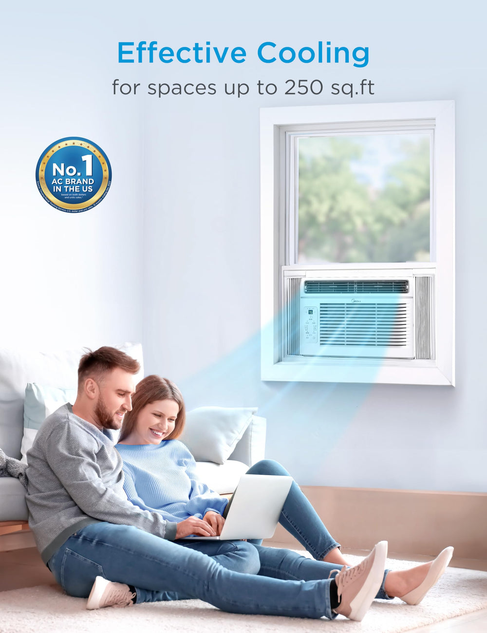 Midea side panels expanded in window for quick, secure installation