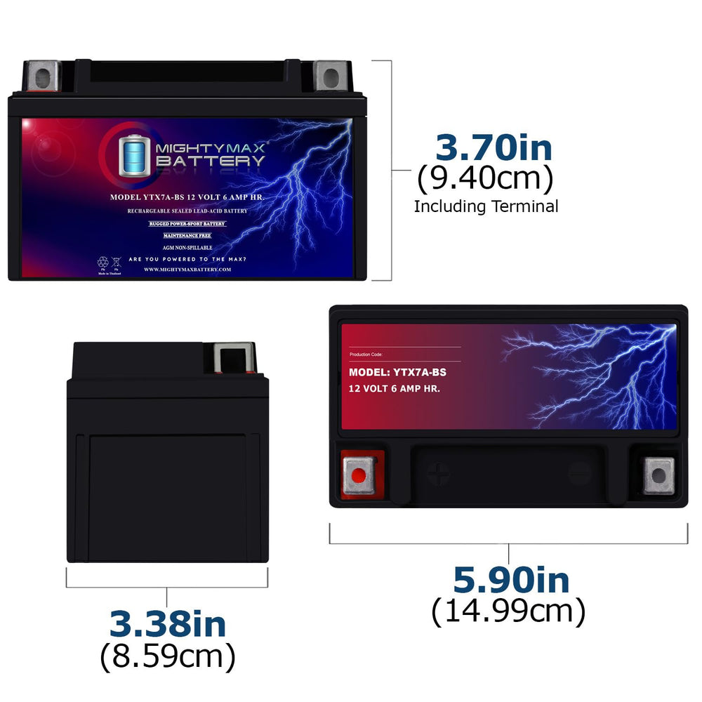 Mighty Max Battery side view displaying dimensions for easy fit verification