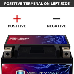 Mighty Max Battery side label with dimensions for fit verification benefit