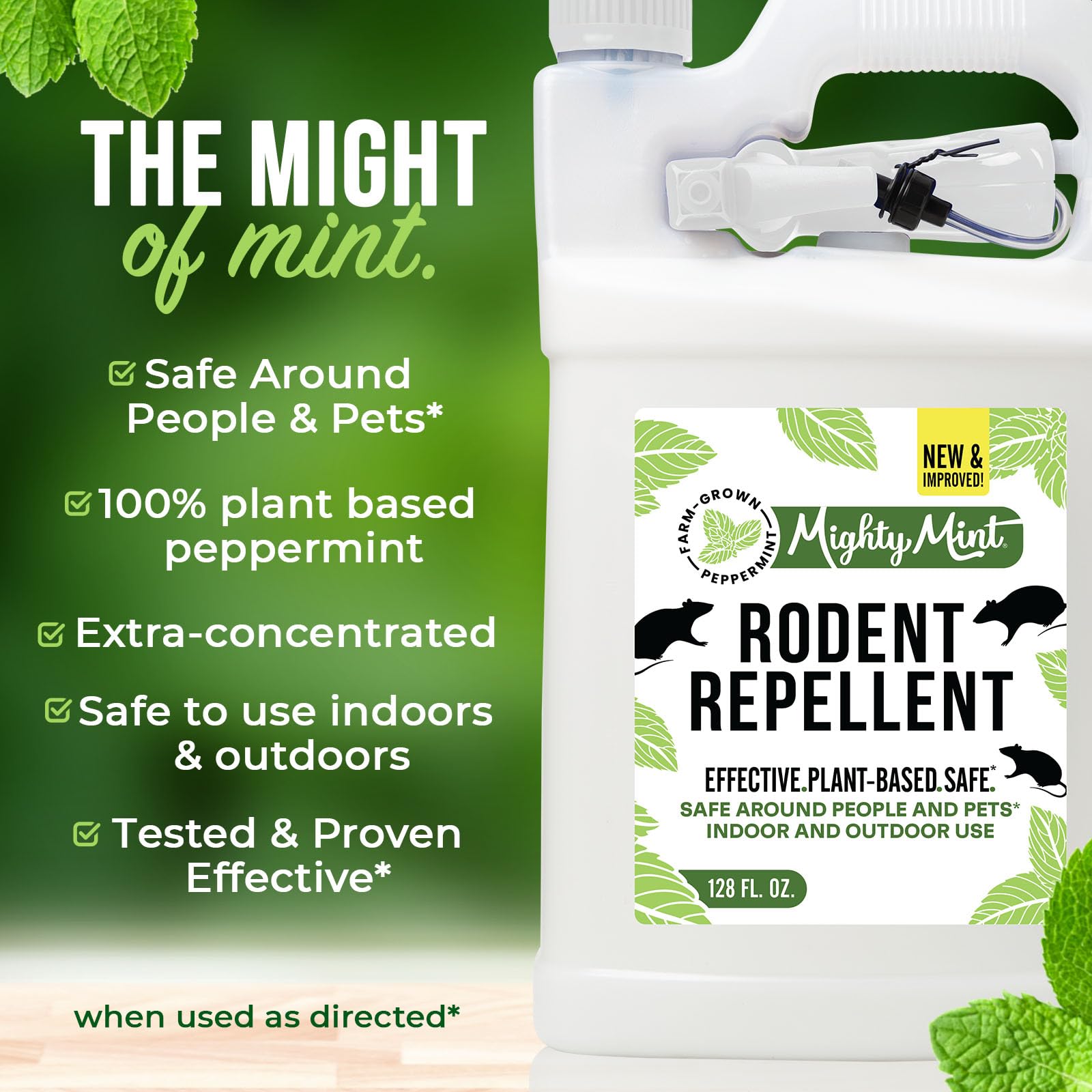 Mighty Mint bottle label detail emphasizing plant-based ingredient list