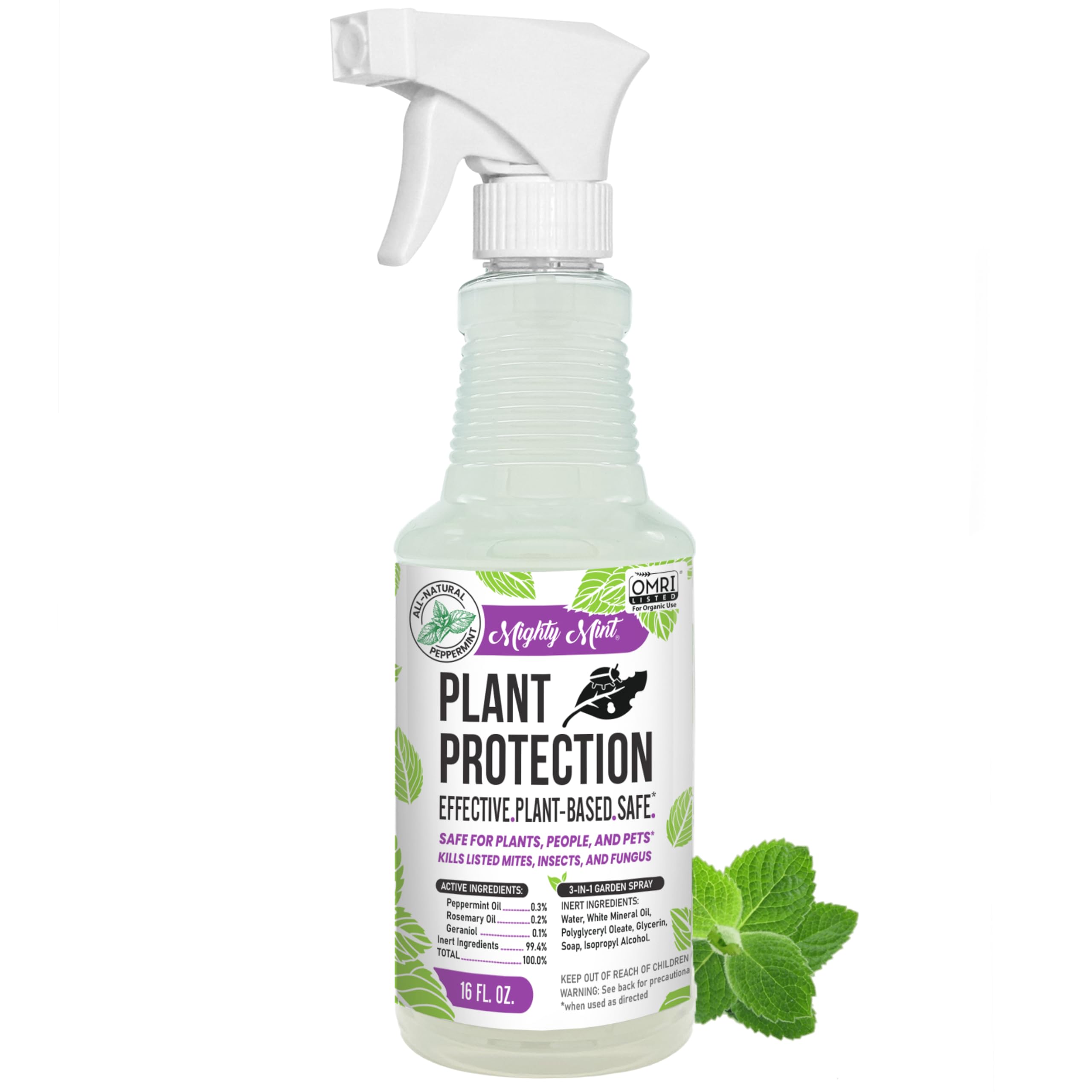 Mighty Mint front label view showing 16 oz bottle and product identity benefits