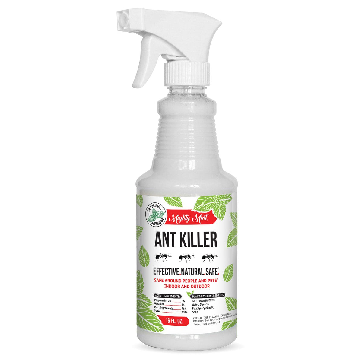 Mighty Mint front label showing 16 oz bottle and natural benefit