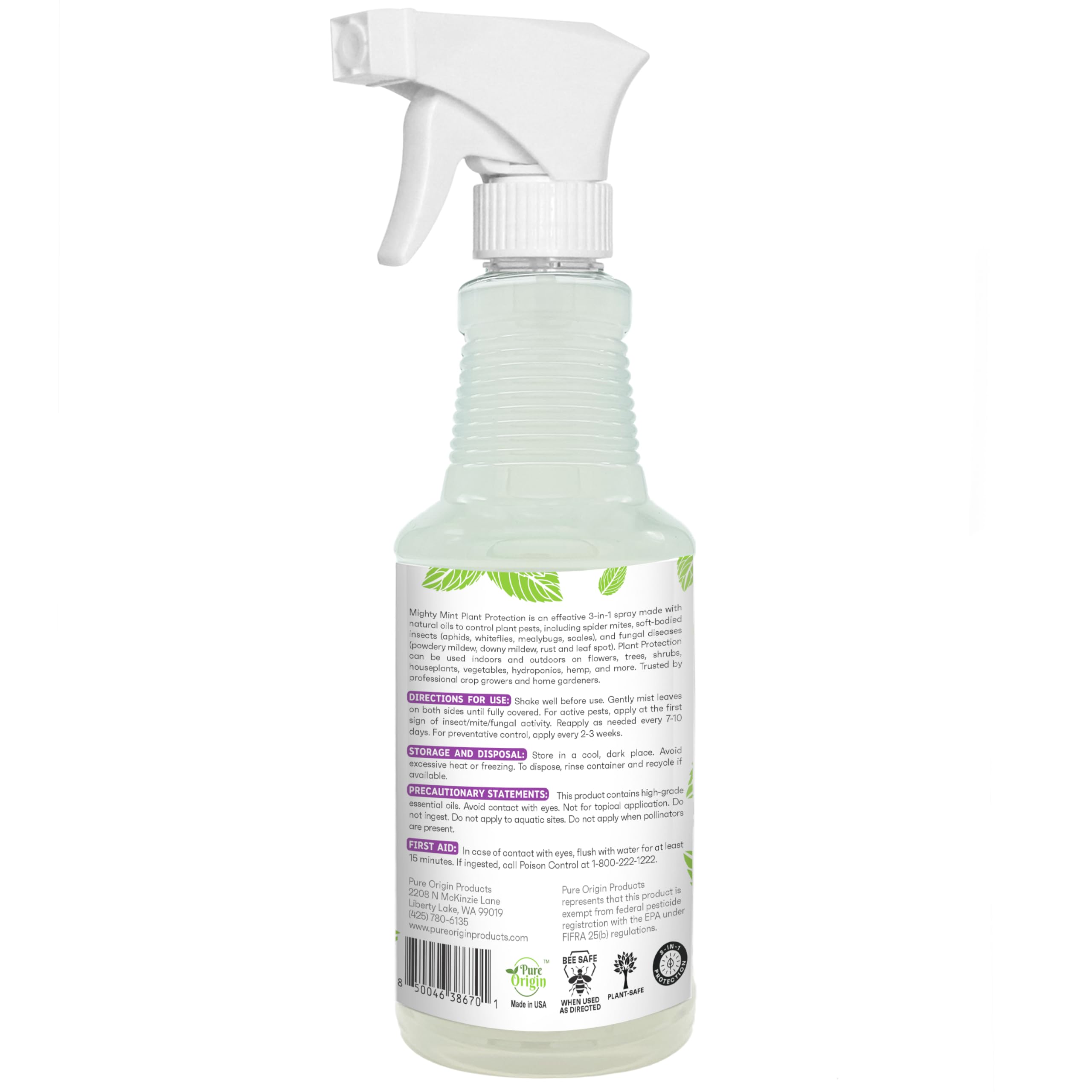 Mighty Mint bottle on greenhouse shelf illustrating suitability for indoor and outdoor use