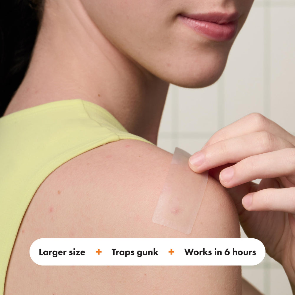 Tapered adhesive edge detail of Mighty Patch Surface showing secure contouring on skin