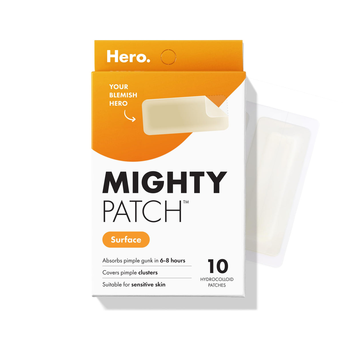 Mighty Patch front packaging showing 10 count box for quick identification and convenience