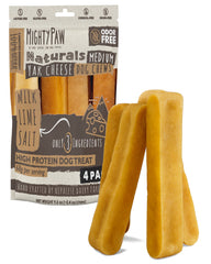 Mighty Paw front packaging showing medium 4-pack and benefits