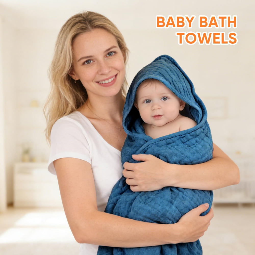 MIGIOL towel on baby with hood keeping head warm and comfortable