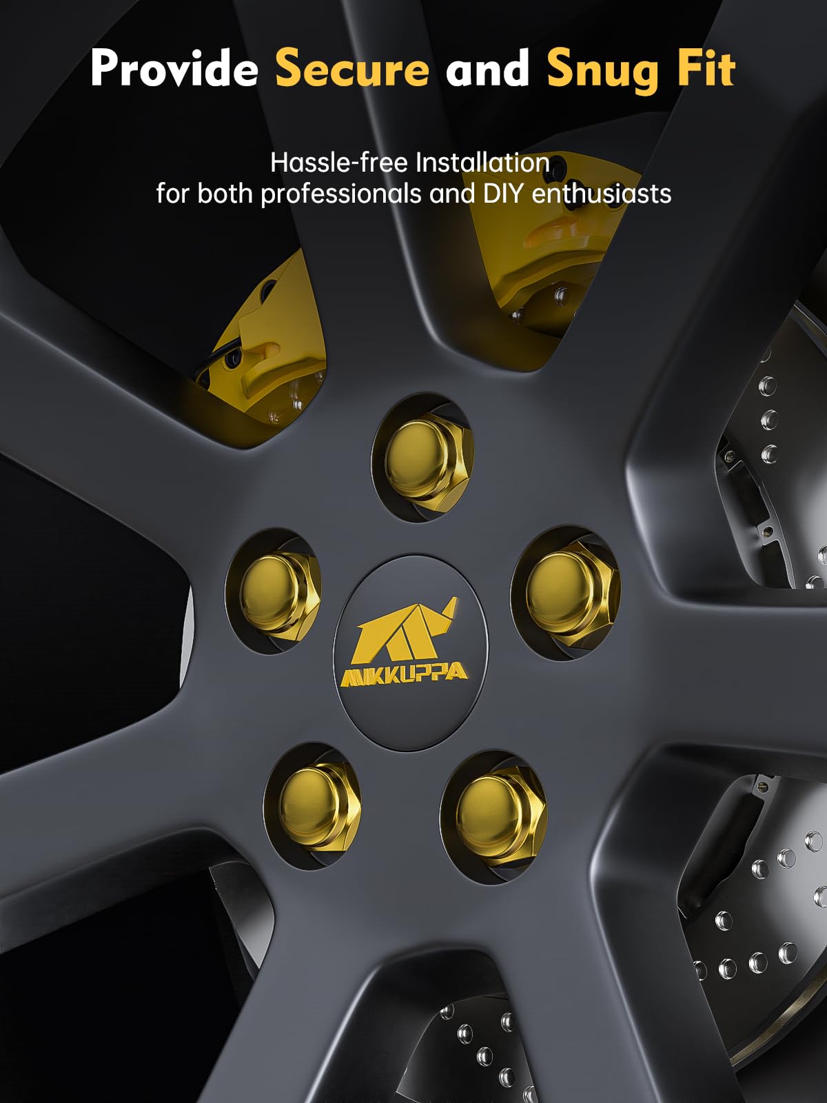 MIKKUPPA lug nuts mounted on a vehicle in a lifestyle scene illustrating aesthetic enhancement benefit