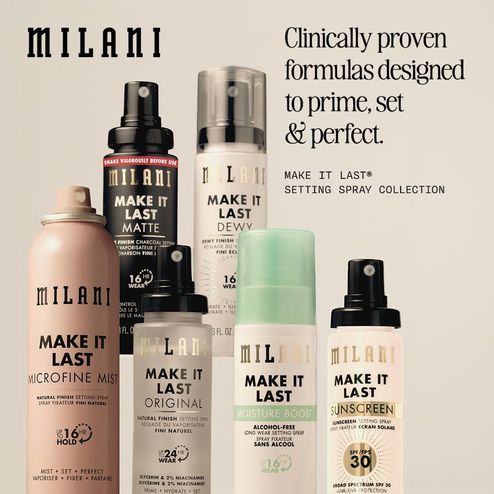Milani before-and-after finish comparison depicting airbrushed look benefit