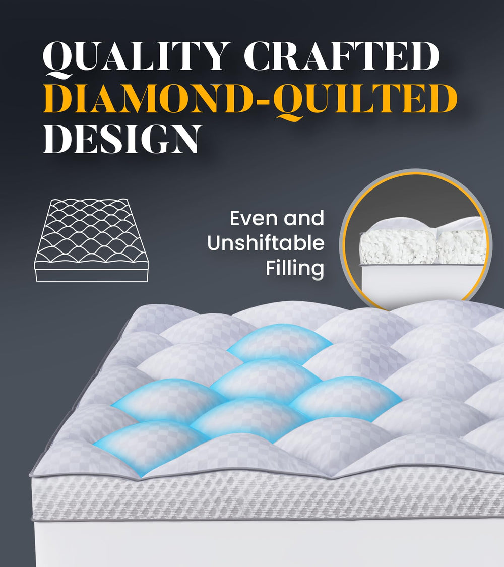 Milcabe lifestyle photo of bedroom with Twin XL topper showing cozy, breathable sleep surface