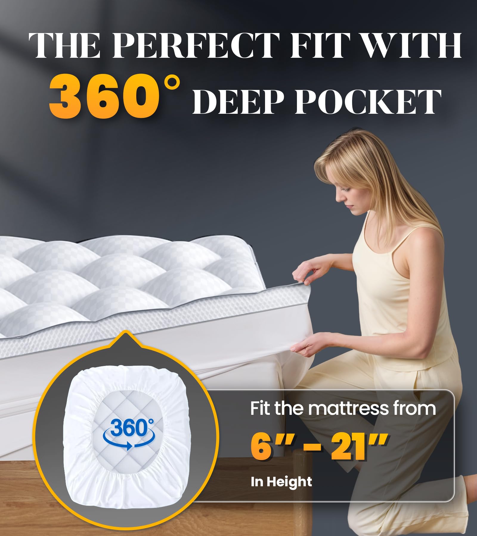 Milcabe Twin XL topper on mattress illustrating 3-inch height and scale for clearer choice