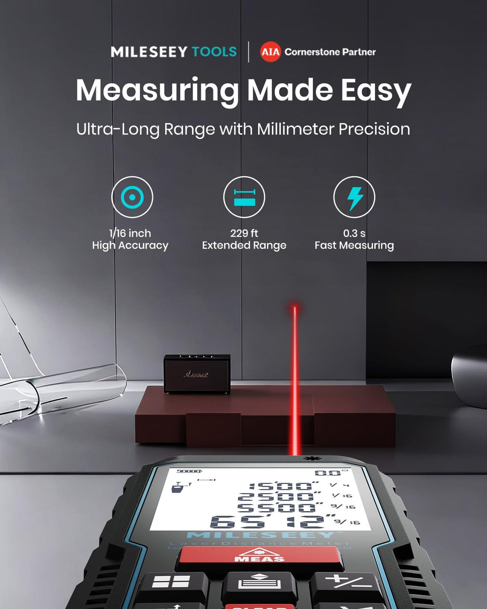 MiLESEEY angle sensor close-up illustrating precise inclinometer for accurate leveling