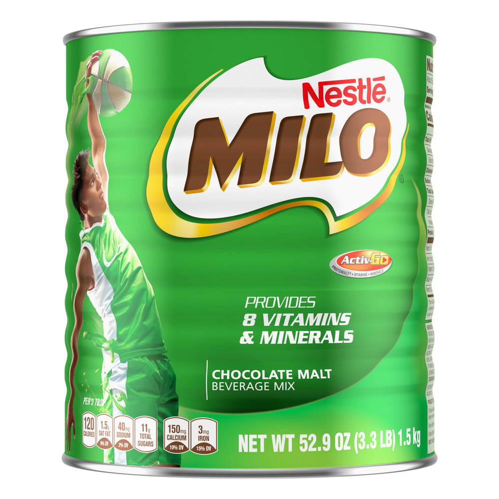 MILO 3.3 lb can front view showing packaging and brand for easy pantry choice