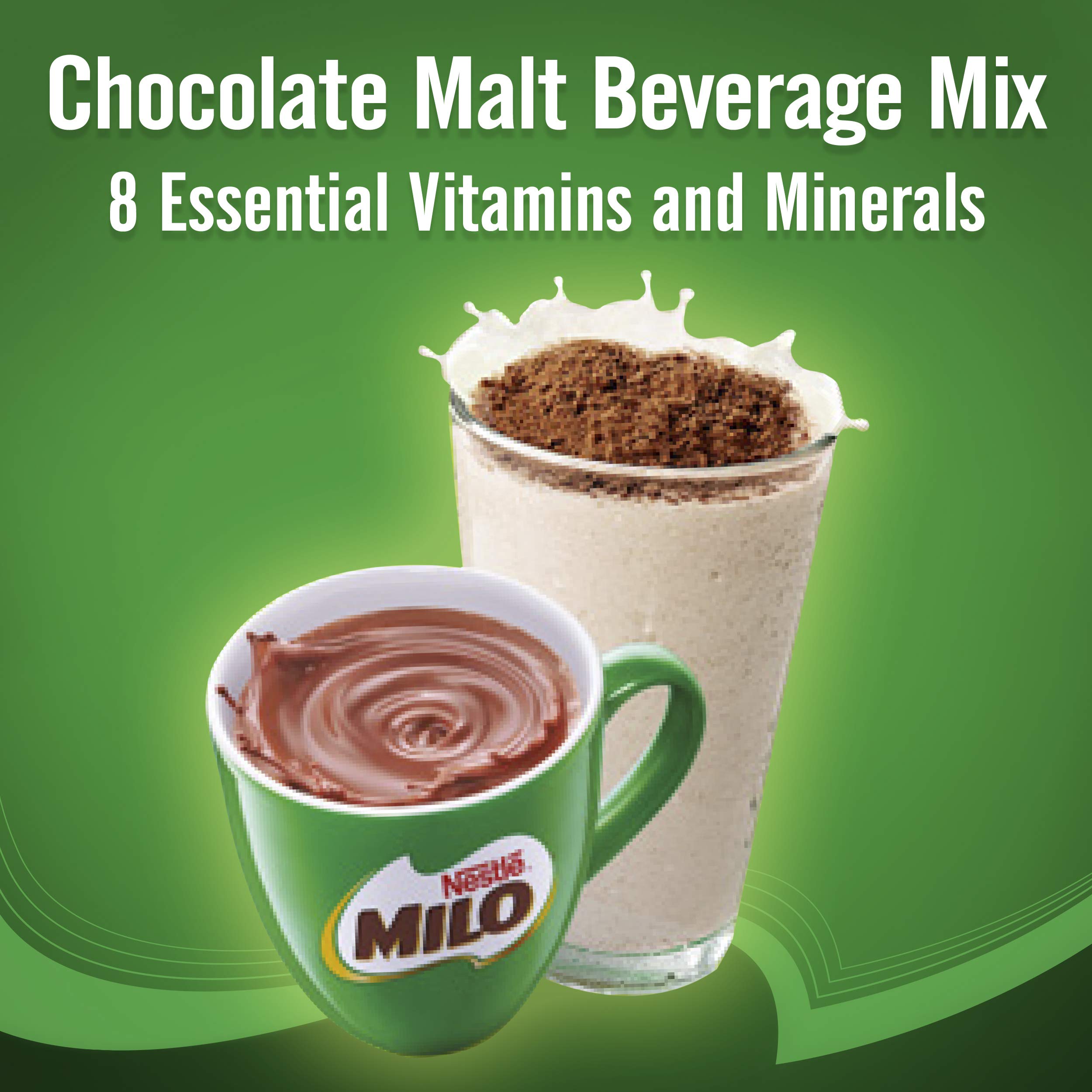 milo powder being poured into a glass of milk demonstrating quick preparation