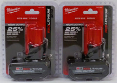 Milwaukee battery pack front view showing durable housing and extended runtime