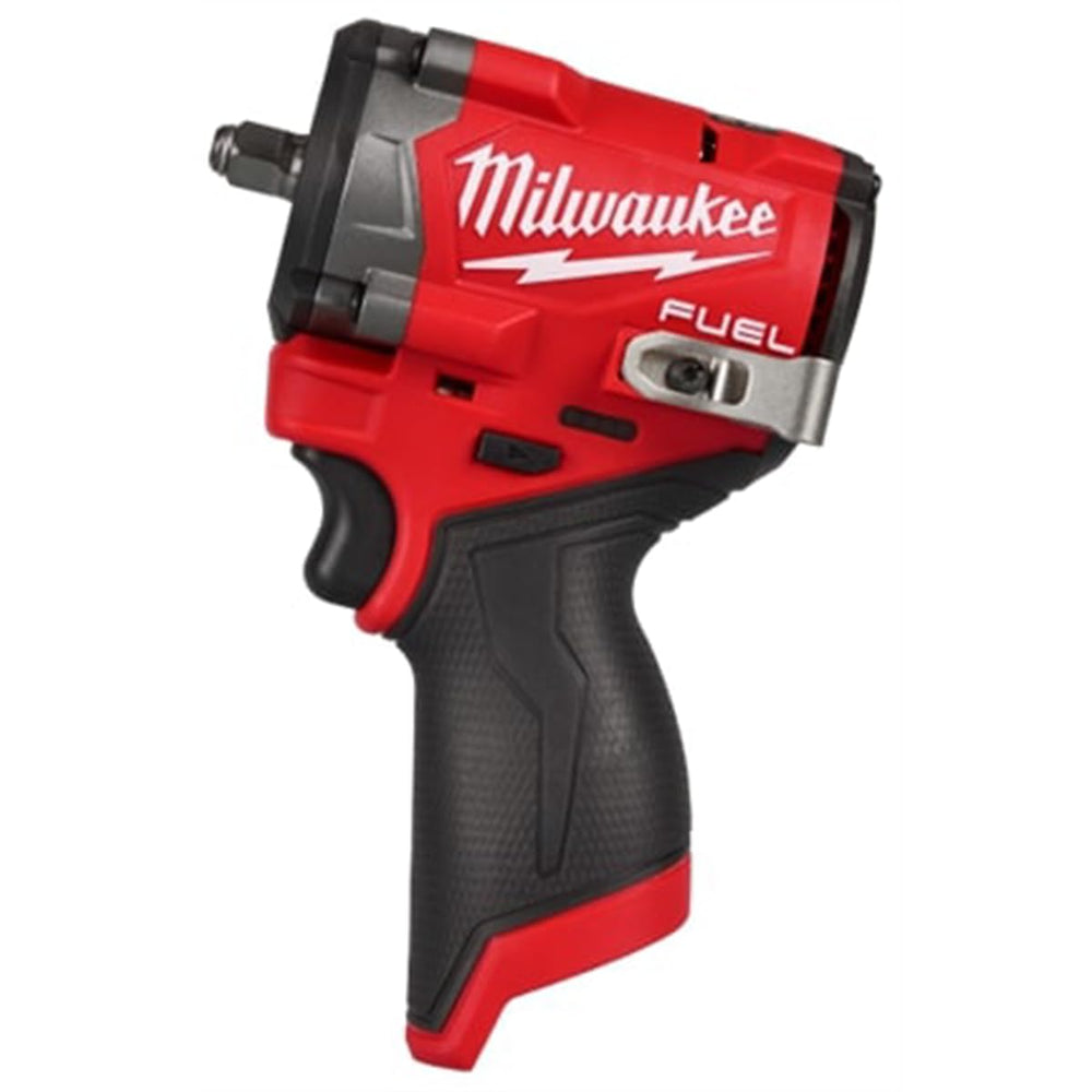 Milwaukee M12 FUEL stubby front view showing compact design and portability benefit