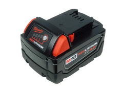 Milwaukee M18 battery front packaging showing model and durable design benefit