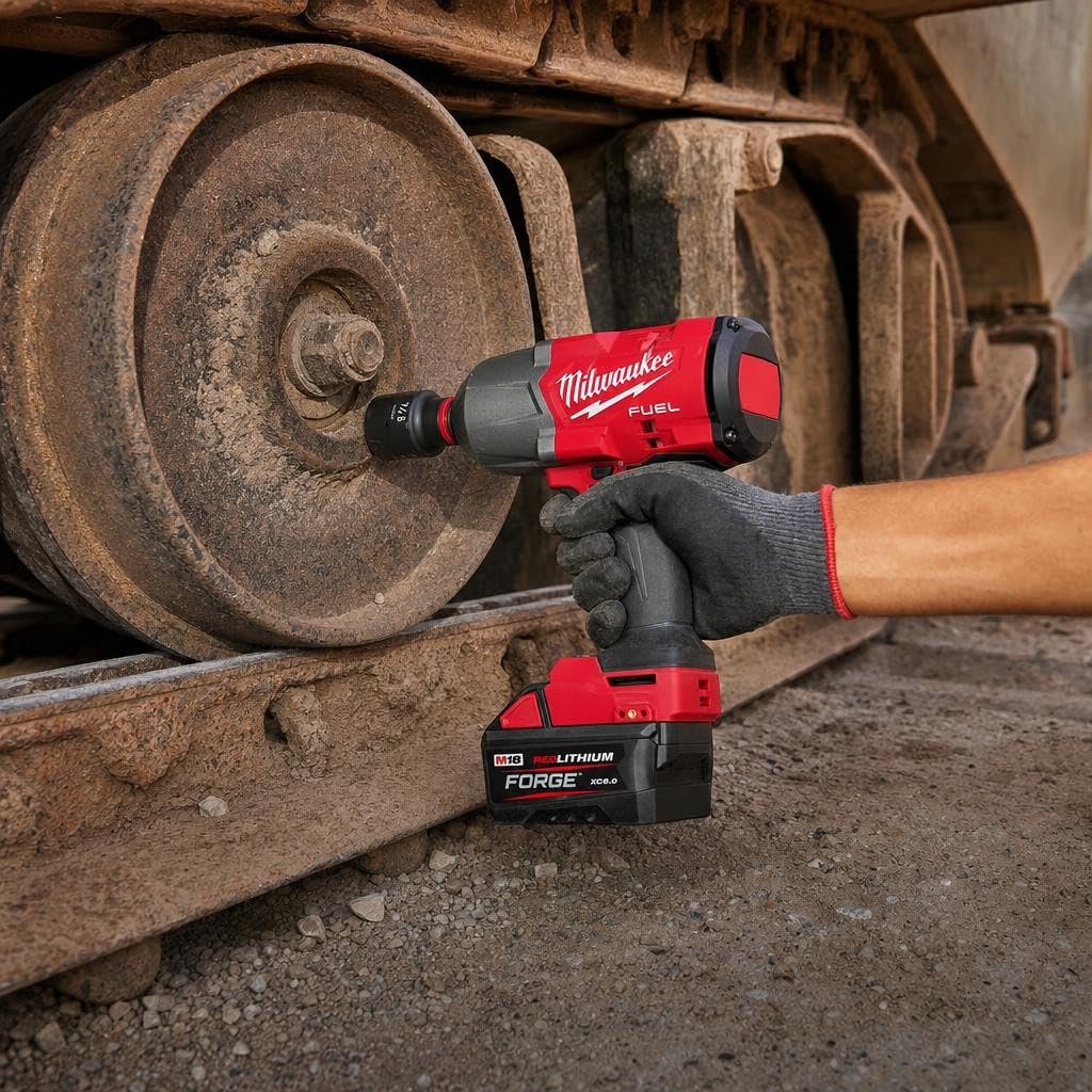 Milwaukee metal drivetrain detail illustrating durable construction and long life