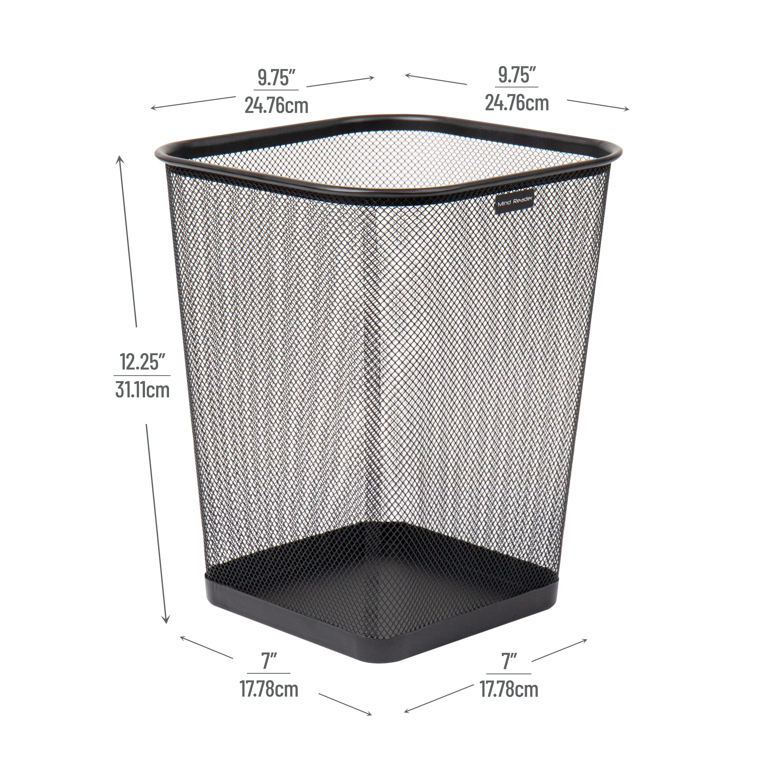 Mind Reader top view of rolled rim making safe handling and easy emptying visible