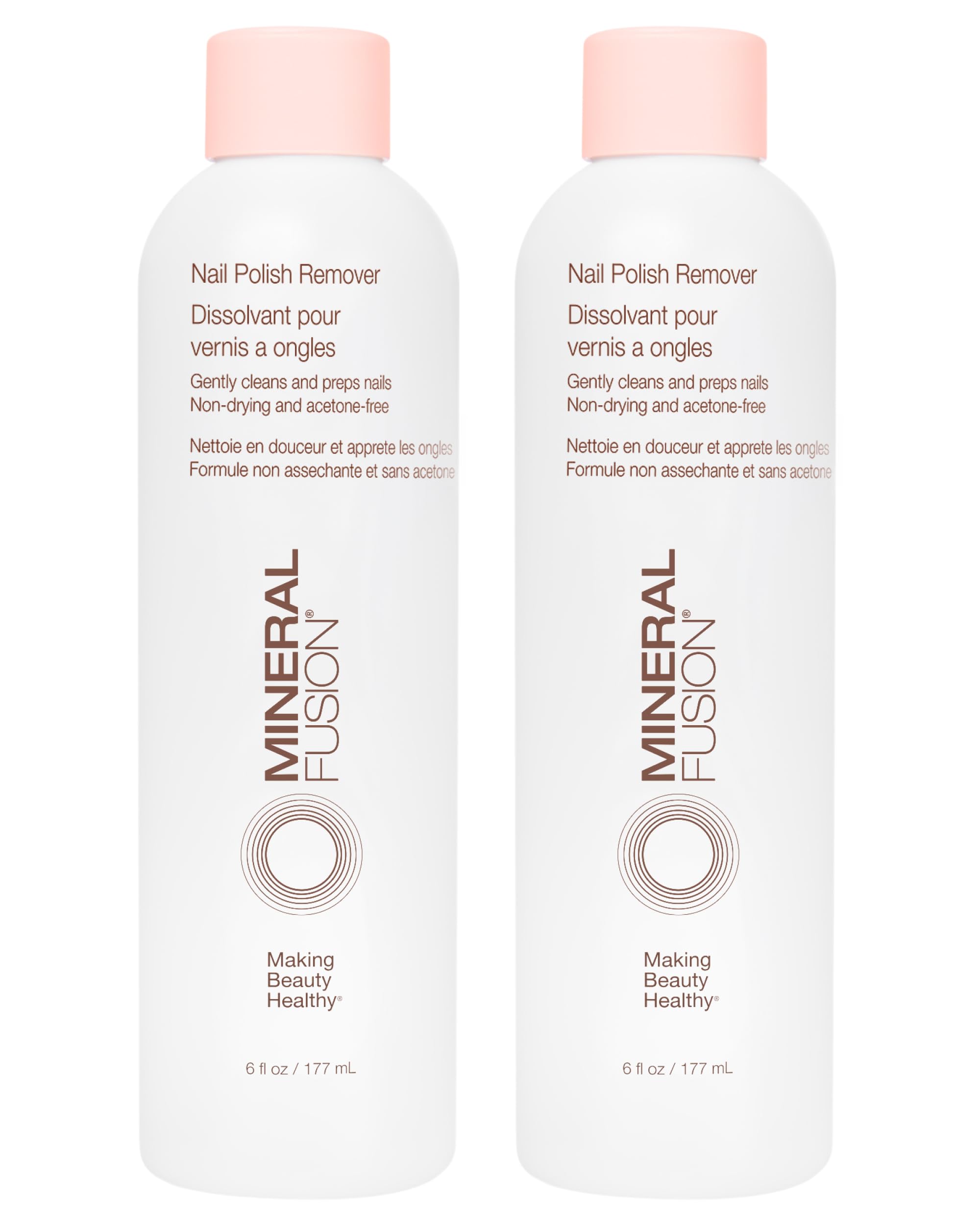 Mineral Fusion front packaging showing two 6 fl oz bottles and product benefit