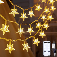 Minetom front packaging showing 33ft star string lights and features for easy setup