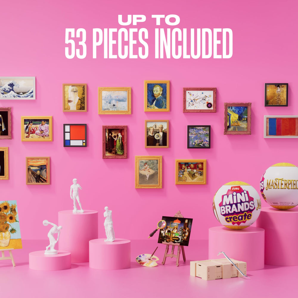 Mini Brands three miniature artworks laid out, offers collectible variety and detail