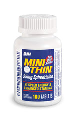 Mini Thin front packaging showing bottle and label, Mini Thin for convenient energy