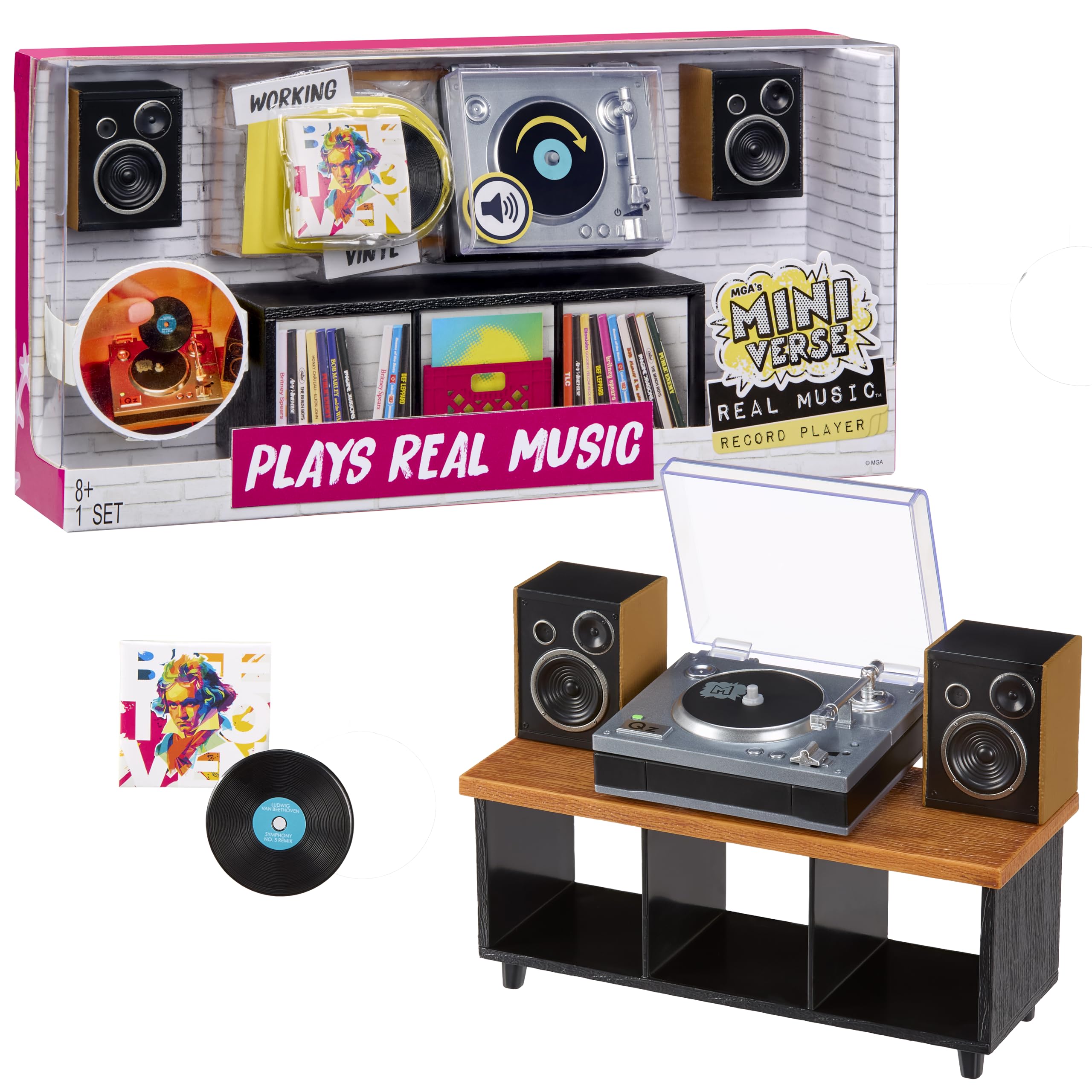 MGA's Miniverse front view showing retro mini record player and visible controls, great for display