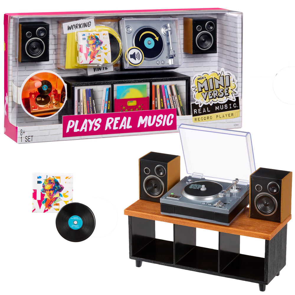 MGA's Miniverse front view showing retro mini record player and visible controls, great for display