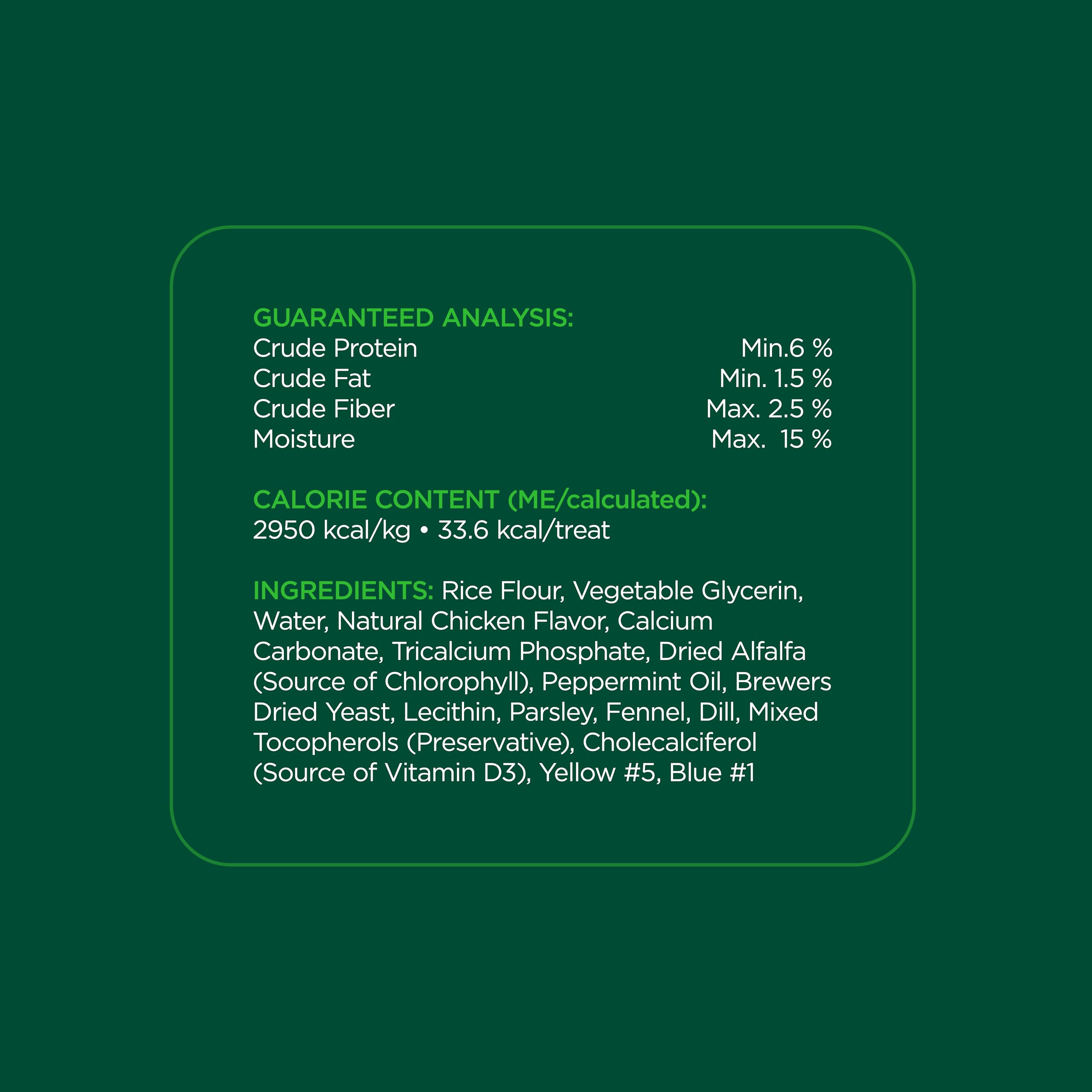 Back label of Minties package showing ingredient list and usage by Minties