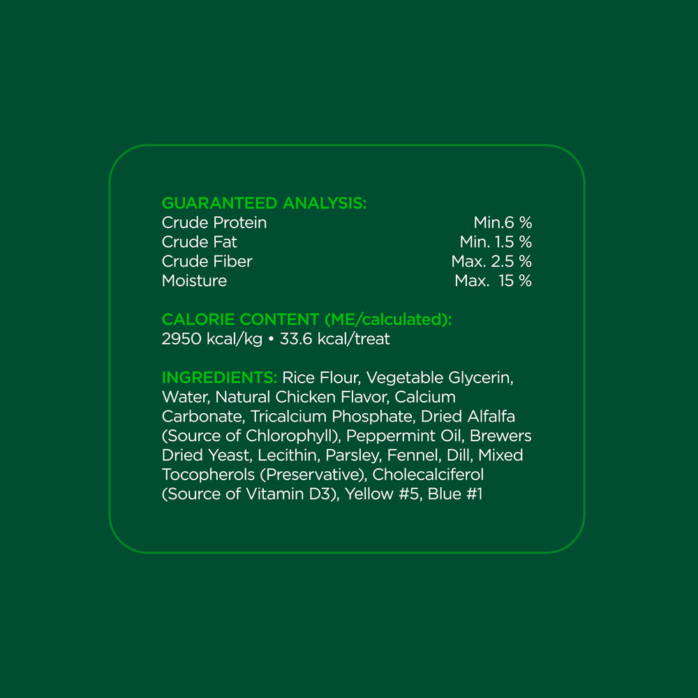 Back label of Minties package showing ingredient list and usage by Minties