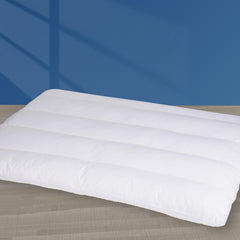 MINUPWELL front view of slim 2.5-inch pillow showing neat edges and fit benefits