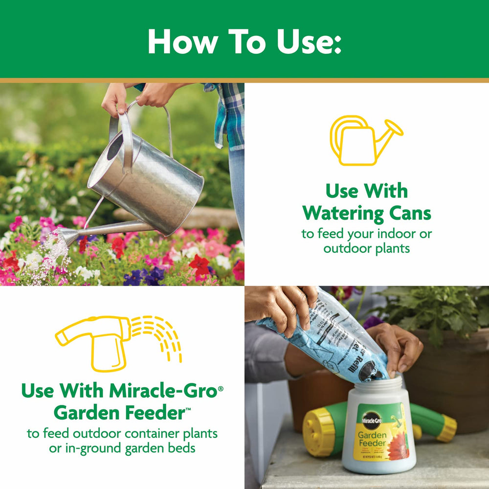 Miracle-Gro mixed in watering can showing fast-mixing convenience