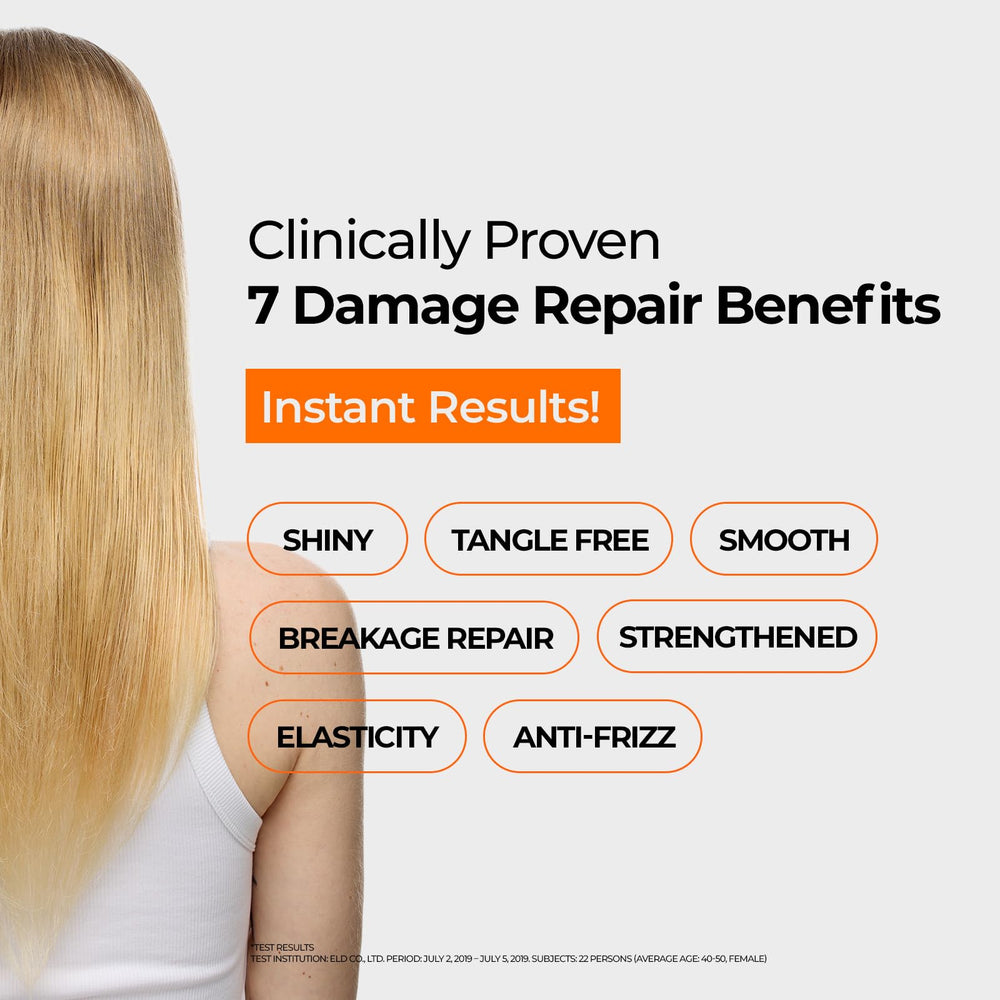Mise En Scene applying serum to damp hair for smoother styling benefit