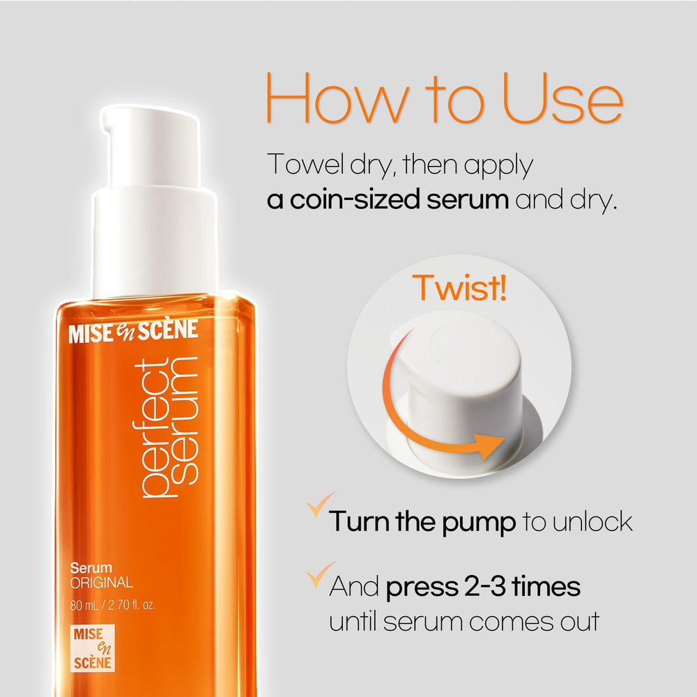 Mise En Scene pump and bottle detail displaying easy-dispense and control