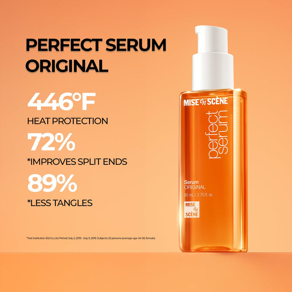 Mise En Scene used before flat iron demonstrating heat protection benefit