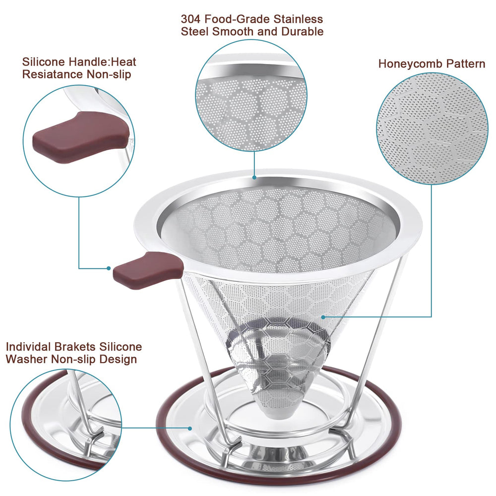 MISETTO close-up of 800-mesh stainless steel filter highlighting fine mesh and enhanced extraction