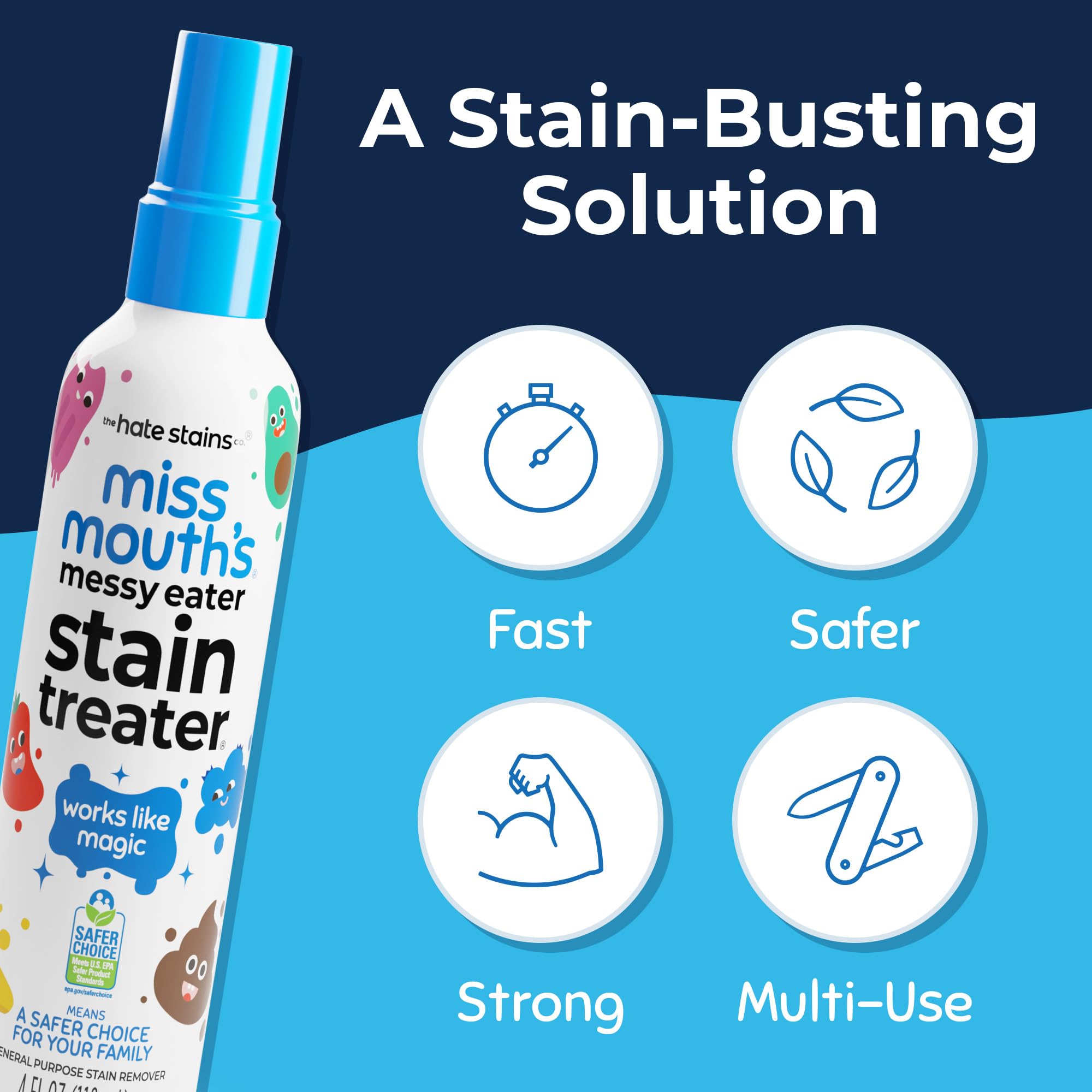Miss Mouth's being applied to a baby onesie removing food stains easily