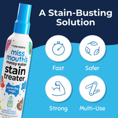 Miss Mouth's being applied to a baby onesie removing food stains easily